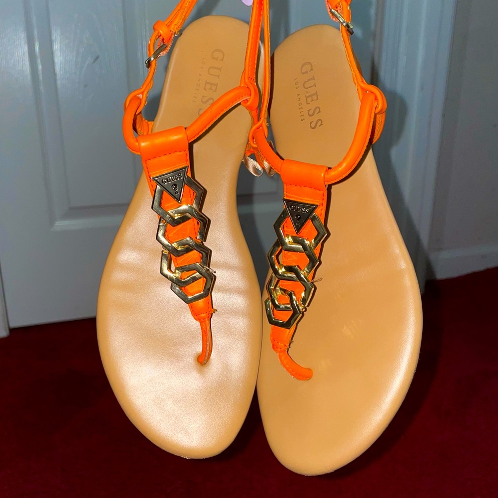 Guess Orange Gold Chain sandals size 8